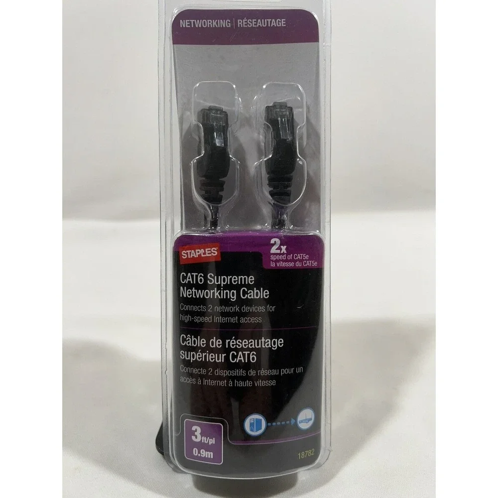 Staples CAT6 Ethernet Cable 3 Foot‎ Networking Patch Cord High Speed